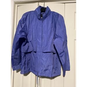 Vintage Eddie Bauer Windbreaker Jacket Women’s Large Purple Zip Hood Nylon 90s